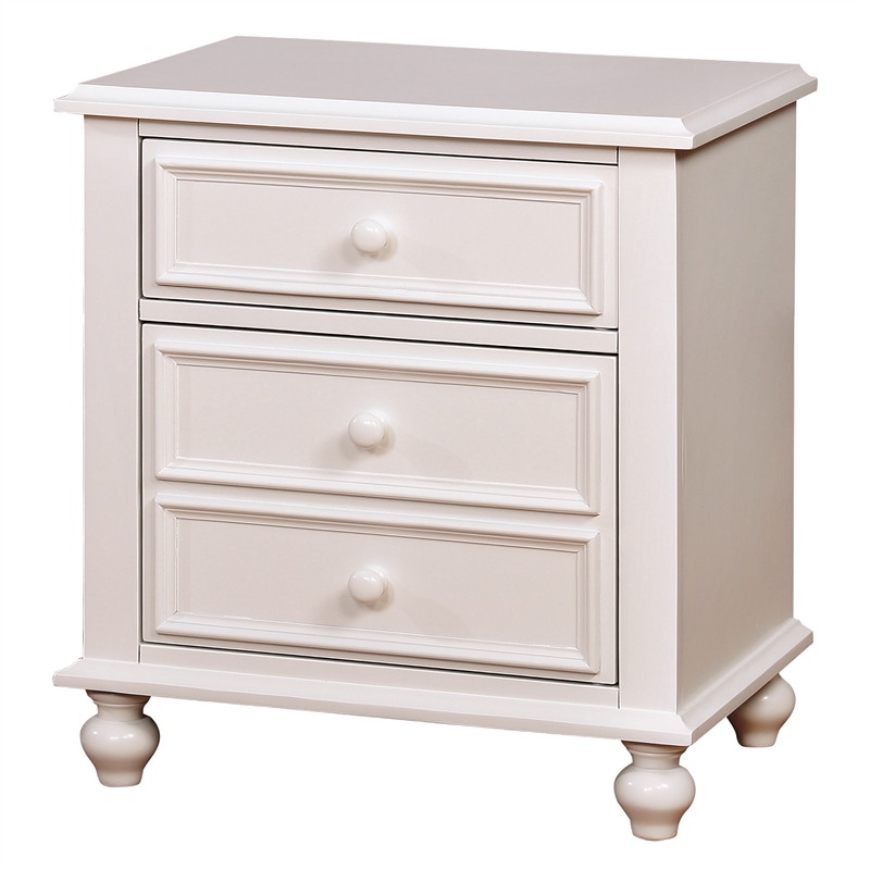 Furniture of America Noell Solid Wood 2-Drawer Kids Nightstand in White