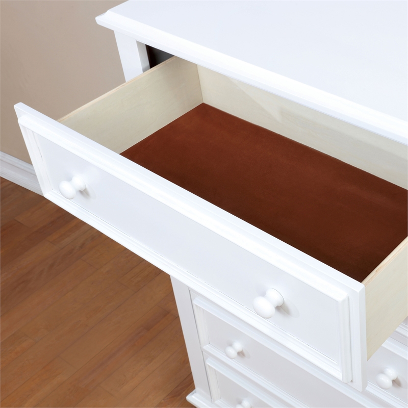 Furniture of America Noell Solid Wood 5-Drawer Chest in White