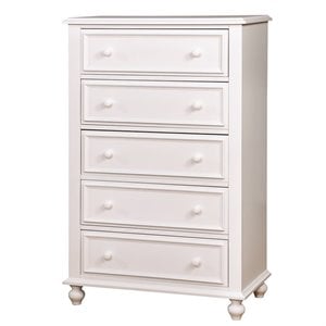 Furniture of America Noell Solid Wood 5-Drawer Chest in White