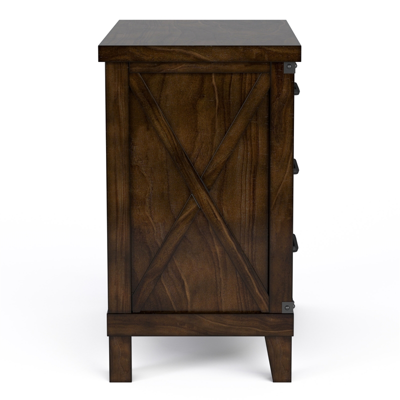 Furniture of America Andrew Rustic Wood 3-Drawer Nightstand in Dark Walnut