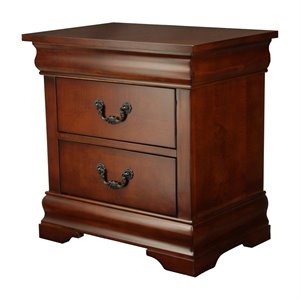 furniture of america lauryn solid wood 2-drawer nightstand in brown cherry