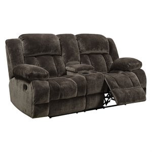 furniture of america brady fabric reclining loveseat in brown