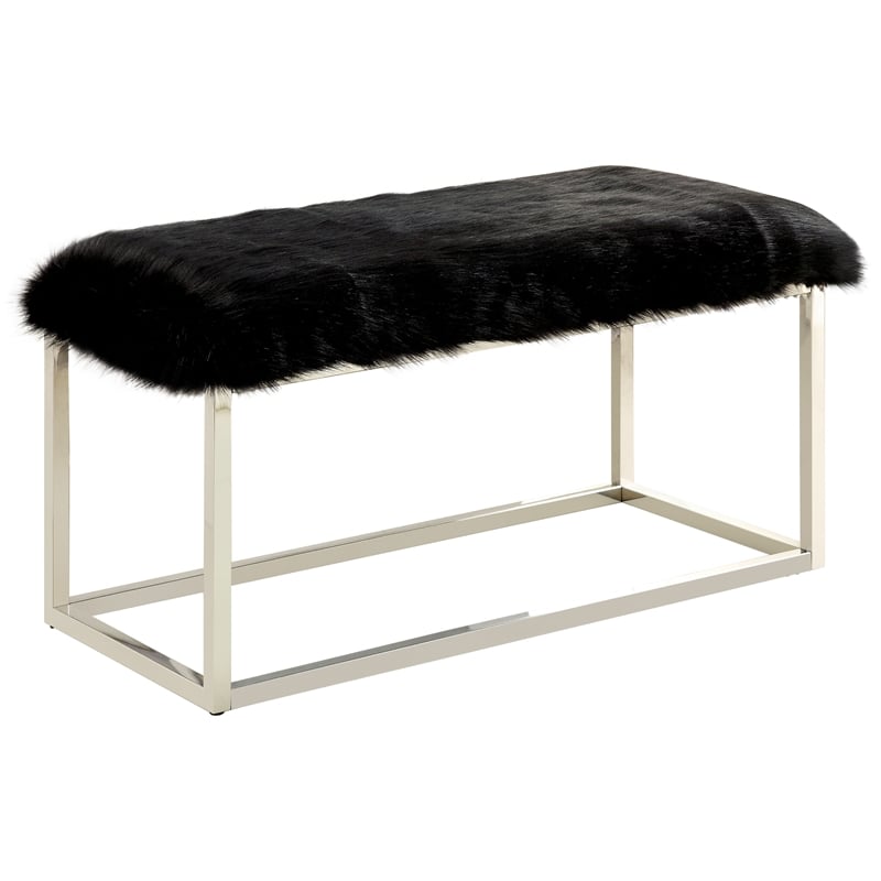 Furniture of America Olympic Contemporary Fabric Padded Long Bench in Black