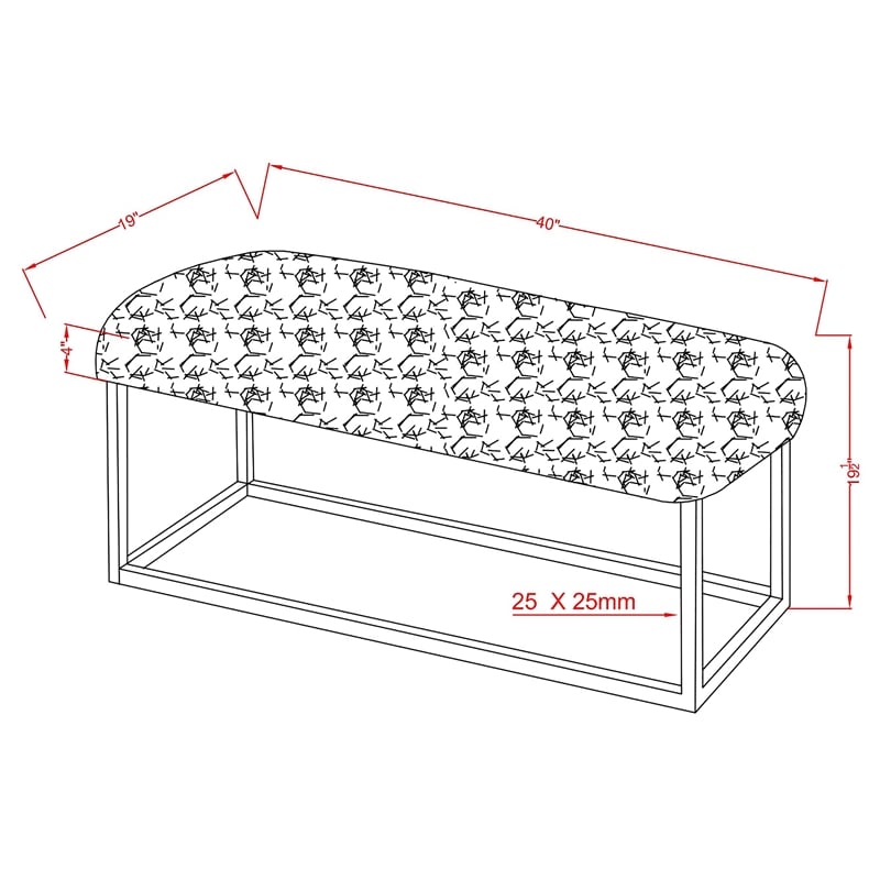 Furniture of America Olympic Contemporary Fabric Padded Long Bench in Black