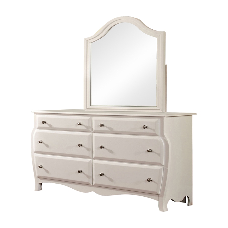 Furniture Of America Deyona Solid Wood, White Dresser With Mirror Real Wood