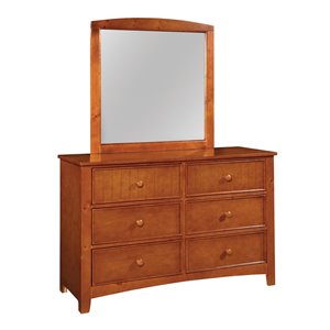 furniture of america dimanche 6 drawer transitional solid wood double dresser in oak