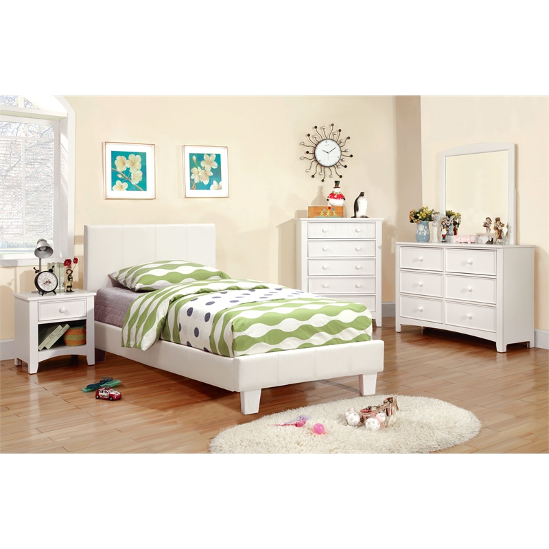 Furniture of America Dimanche Solid Wood Dresser and Mirror in White