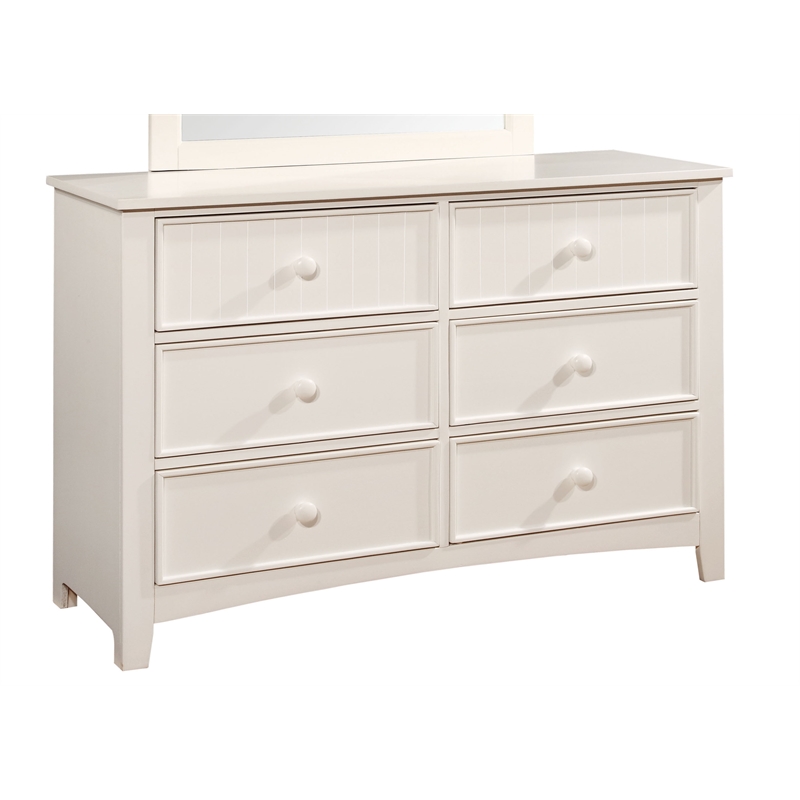 Furniture of America Dimanche Solid Wood Dresser and Mirror in White