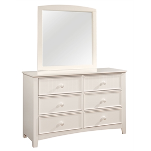 furniture of america dimanche 6 drawer transitional solid wood double dresser in white