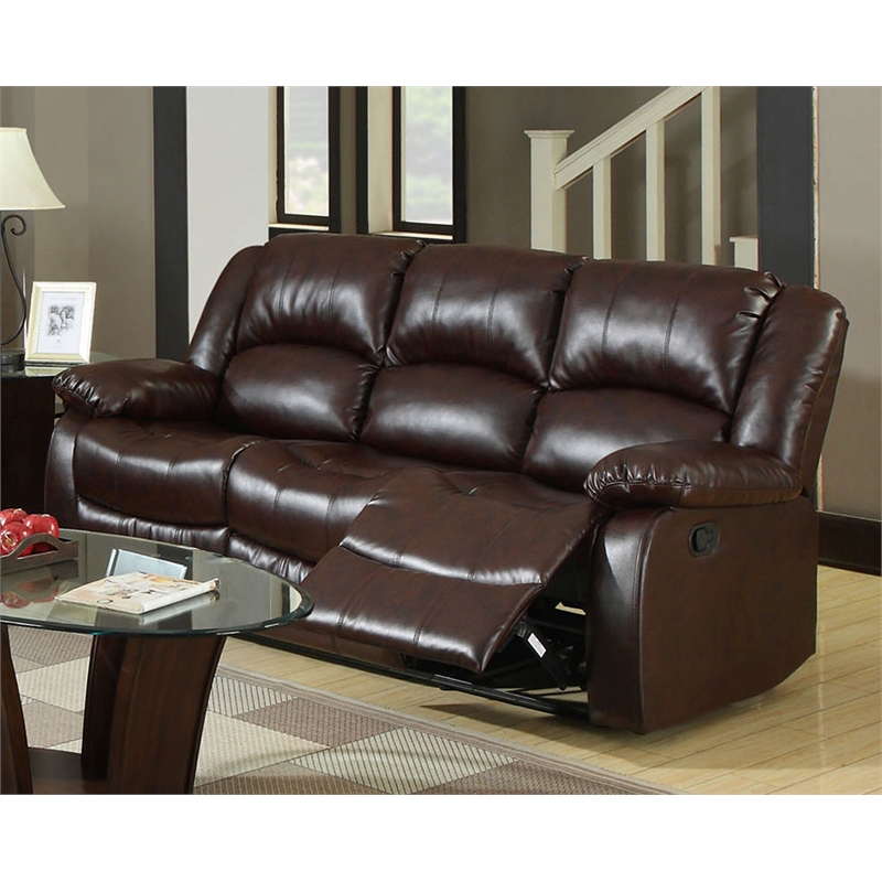 Furniture of America Roberts Transitional Bonded Leather Recliner Sofa ...