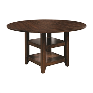 furniture of america nith wood drop-leaf counter height table in brown cherry
