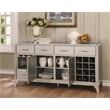 Furniture of America Desi Wood Dining Buffet Cabinet with Wine Rack in Silver