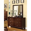 Furniture of America Sirius Wood 2-Piece Dresser and Mirror Set in Brown Cherry
