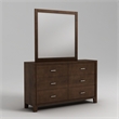 Furniture of America Sirius Wood 2-Piece Dresser and Mirror Set in Brown Cherry