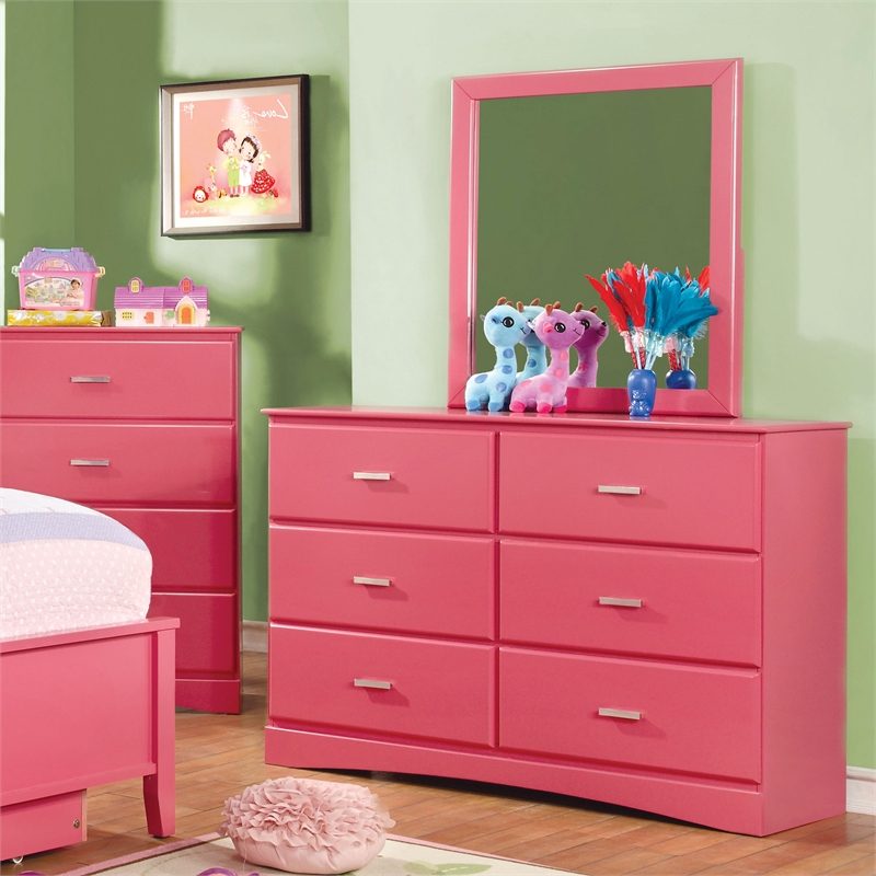 Furniture Of America Lupin Wood 2 Piece Kids Dresser And Mirror