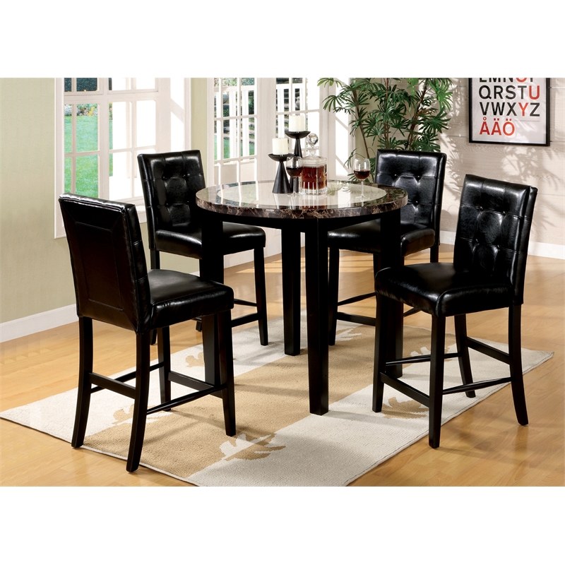 Black Marble Counter Height Table And Chairs : Steve Silver Markina Black Marble Table Top 