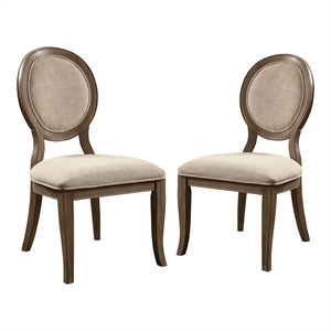 Furniture of America Chlido Fabric Padded Side Chair in Rustic Oak (Set of 2)