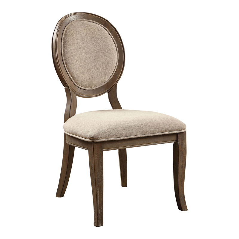 Furniture of America Chlido Fabric Padded Side Chair in Rustic Oak (Set of 2)