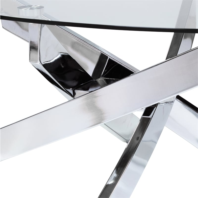 Furniture of America Cheatham Contemporary Glass Top Coffee Table in Chrome