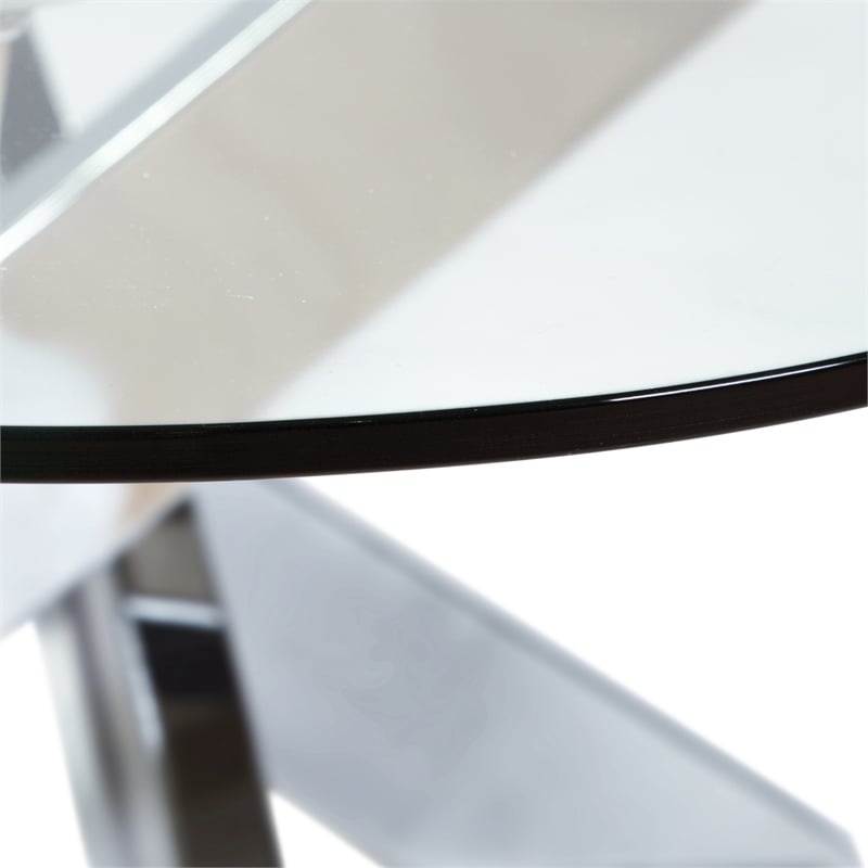 Furniture of America Cheatham Contemporary Glass Top Coffee Table in Chrome