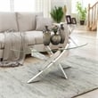 Furniture of America Cheatham Contemporary Glass Top Coffee Table in Chrome