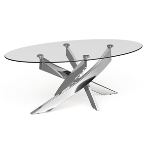 Furniture of America Cheatham Contemporary Glass Top Coffee Table in Chrome