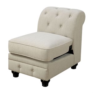 furniture of america caelan tufted fabric armless chair