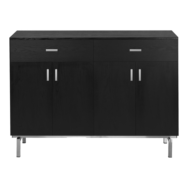 Furniture of America Coloma Wood 2-Drawer Buffet Server in Black and Chrome
