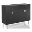 Furniture of America Coloma Wood 2-Drawer Buffet Server in Black and Chrome