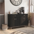 Furniture of America Coloma Wood 2-Drawer Buffet Server in Black and Chrome