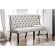 Furniture of America Sinuata Fabric Tufted 3-Seater Loveseat Bench in Beige