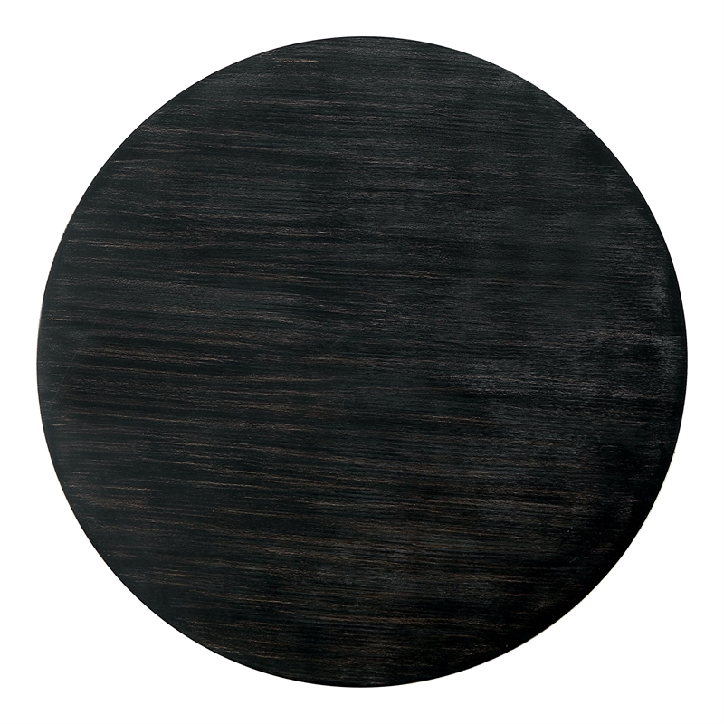 Furniture of America Kabini Wood Round Pedestal Dining Table in Antique Black