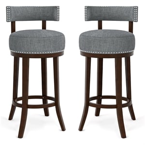 Furniture of America Kalin Fabric 29&quot Swivel Bar Stool in Light Gray (Set of 2)