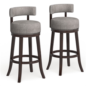 Furniture of America Kalin Fabric 29&quot Swivel Bar Stool in Light Gray (Set of 2)