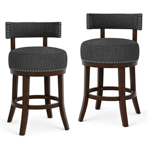 Furniture of America Kalin Fabric 24&quot Swivel Bar Stool in Gray (Set of 2)