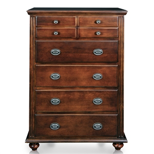 furniture of america mills transitional solid wood 5-drawer chest in cherry