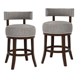 Furniture of America Kalin Fabric 24&quot Swivel Bar Stool in Light Gray (Set of 2)