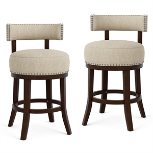 Furniture of America Kalin Fabric 24&quot Swivel Bar Stool in Beige (Set of 2)
