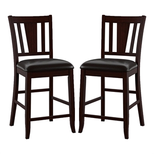 Furniture of America Ellenwood Wood Counter Height Stool in Espresso (Set of 2)