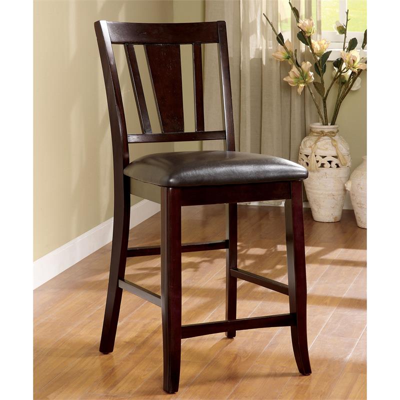 Furniture of America Ellenwood Wood Counter Height Stool in Espresso (Set of 2)
