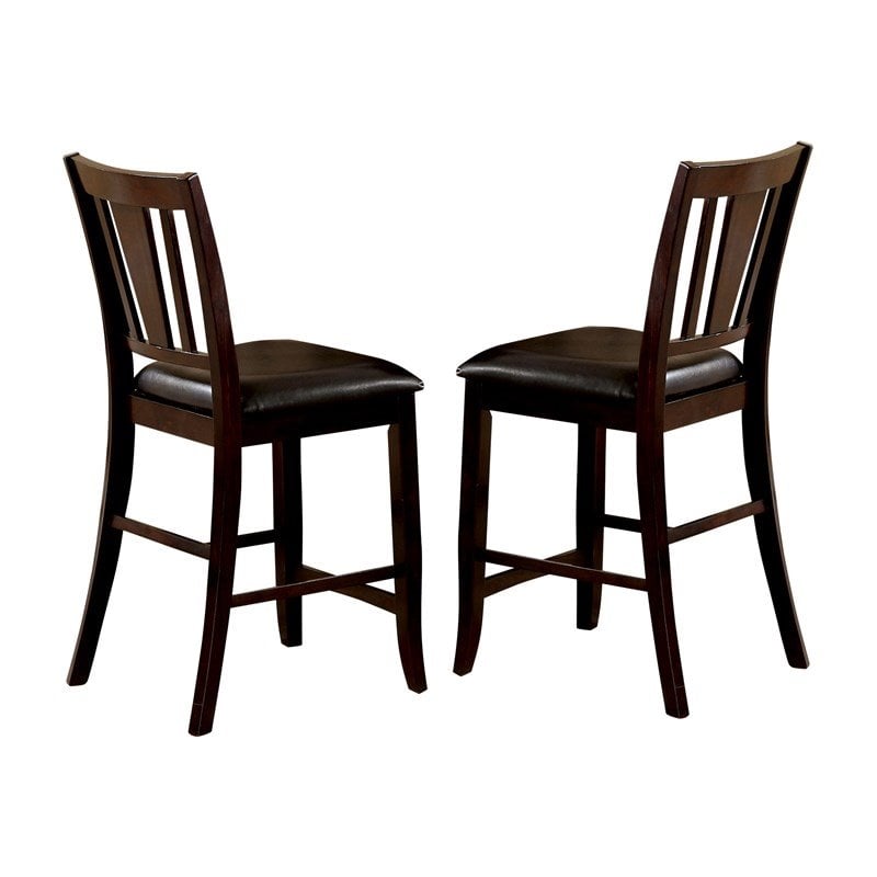 Furniture of America Ellenwood Wood Counter Height Stool in Espresso (Set of 2)