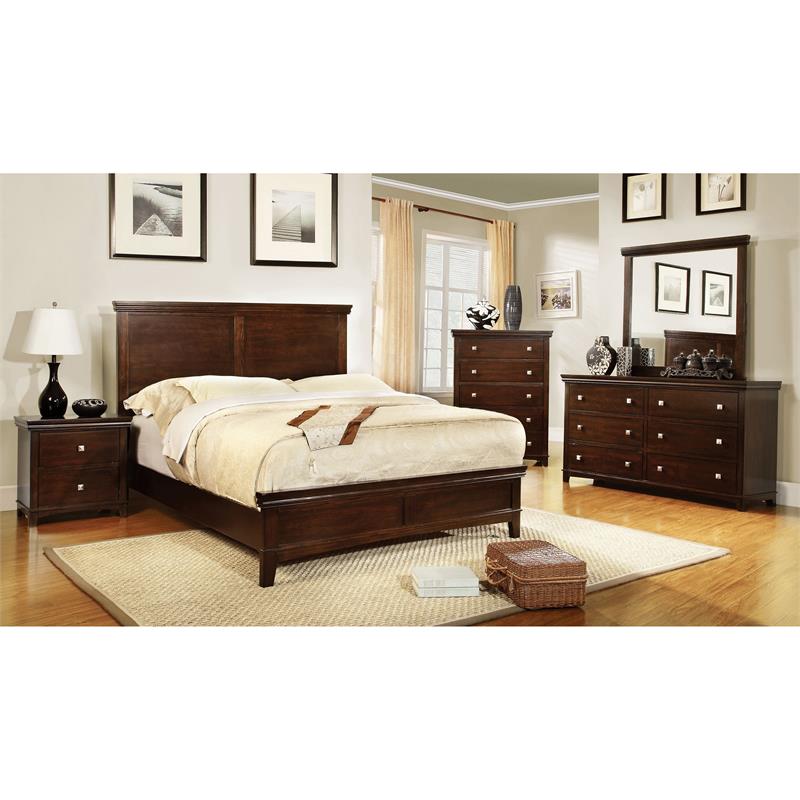 Foa Brighton 3pc Brown Cherry Solid Wood Bedroom Set King 2 Nightstands Cymax Business