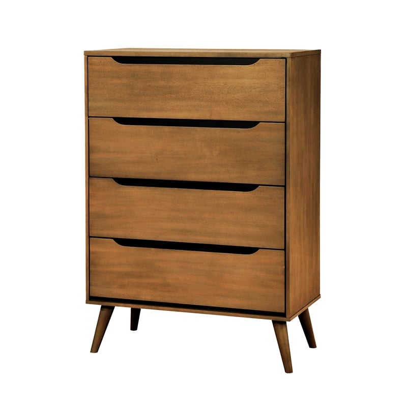 FOA Belkor 3-Piece Oak Solid Wood Bedroom Set-Cal King + 1 Chest + 1 Nightstand