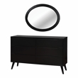 FOA Belkor 4pc Black Wood Bedroom Set - Queen+Nightstand+Dresser+Oval Mirror