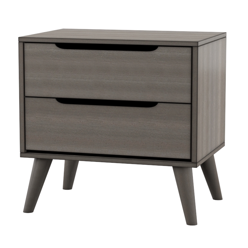 FOA Belkor 4pc Gray Wood Bedroom Set - Cal King+Nightstand+Dresser+Oval Mirror