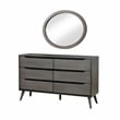 FOA Belkor 4pc Gray Wood Bedroom Set - Cal King+Nightstand+Dresser+Oval Mirror