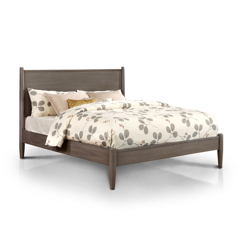 FOA Belkor 4pc Gray Wood Bedroom Set - Cal King+Nightstand+Dresser+Oval Mirror