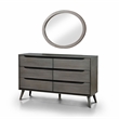 FOA Belkor 4pc Gray Wood Bedroom Set - Queen+Nightstand+Dresser+Oval Mirror