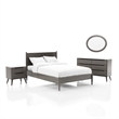 FOA Belkor 4pc Gray Wood Bedroom Set - Queen+Nightstand+Dresser+Oval Mirror