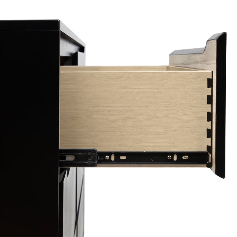 FOA Belkor 4pc Black Wood Bedroom Set - Cal King+Nightstand+Dresser+Mirror